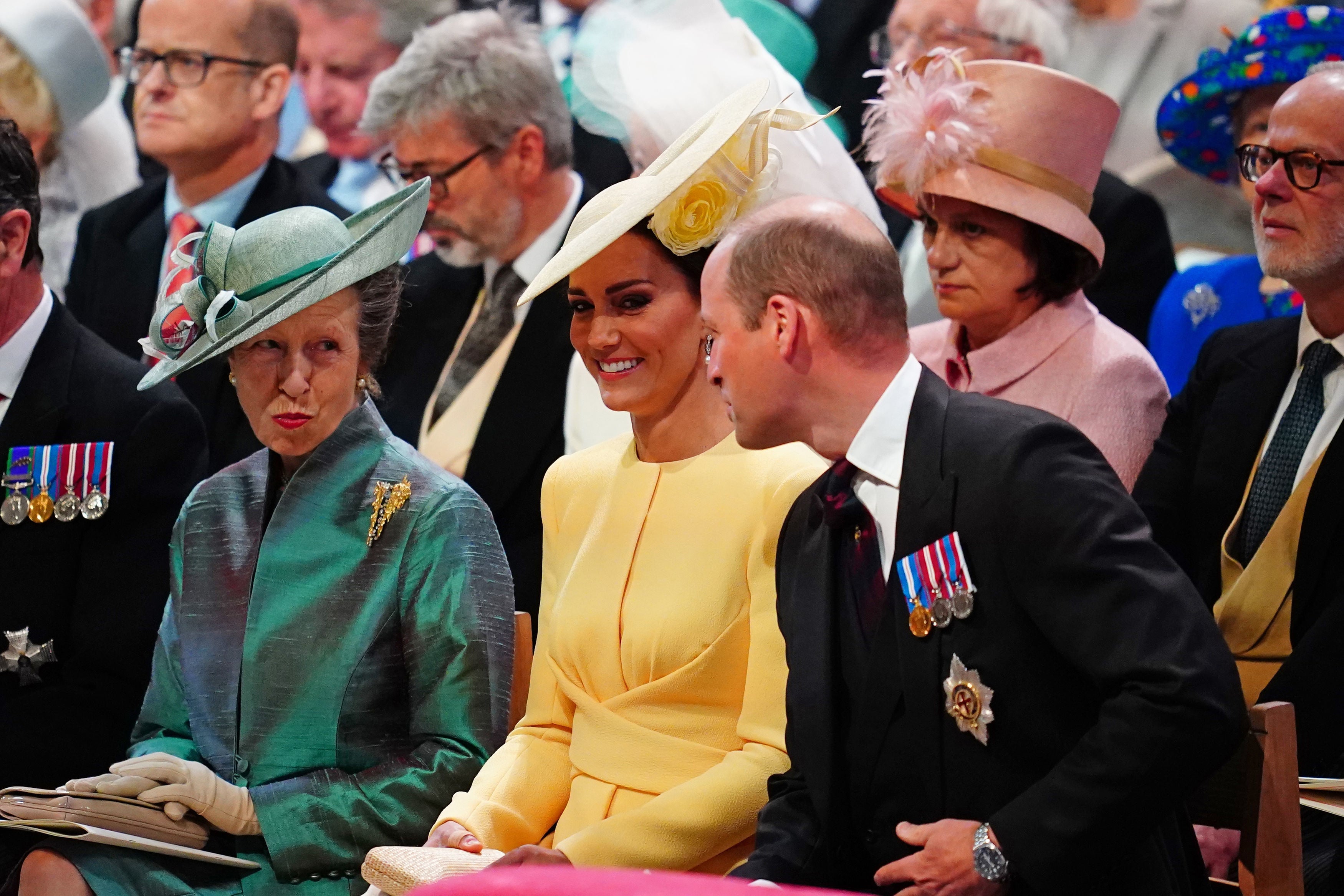 The Princess Royal, the Duchess of Cambridge and the Duke of Cambridge during the service (Victoria Jones/PA)