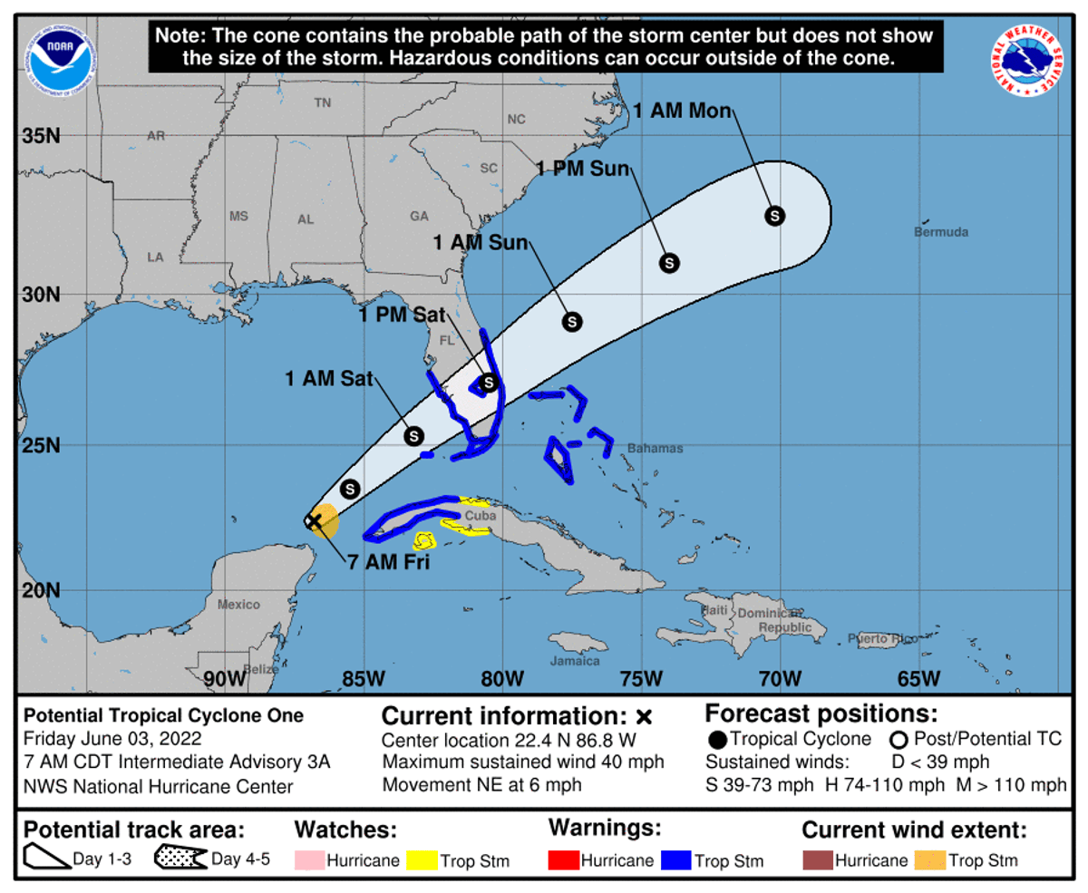 Tropical storm warning issued in Florida, Bahamas, Cuba as remains of Agatha strengthen over Gulf