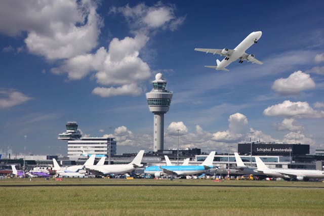 <p>Planes at Amsterdam’s Schiphol Airport</p>