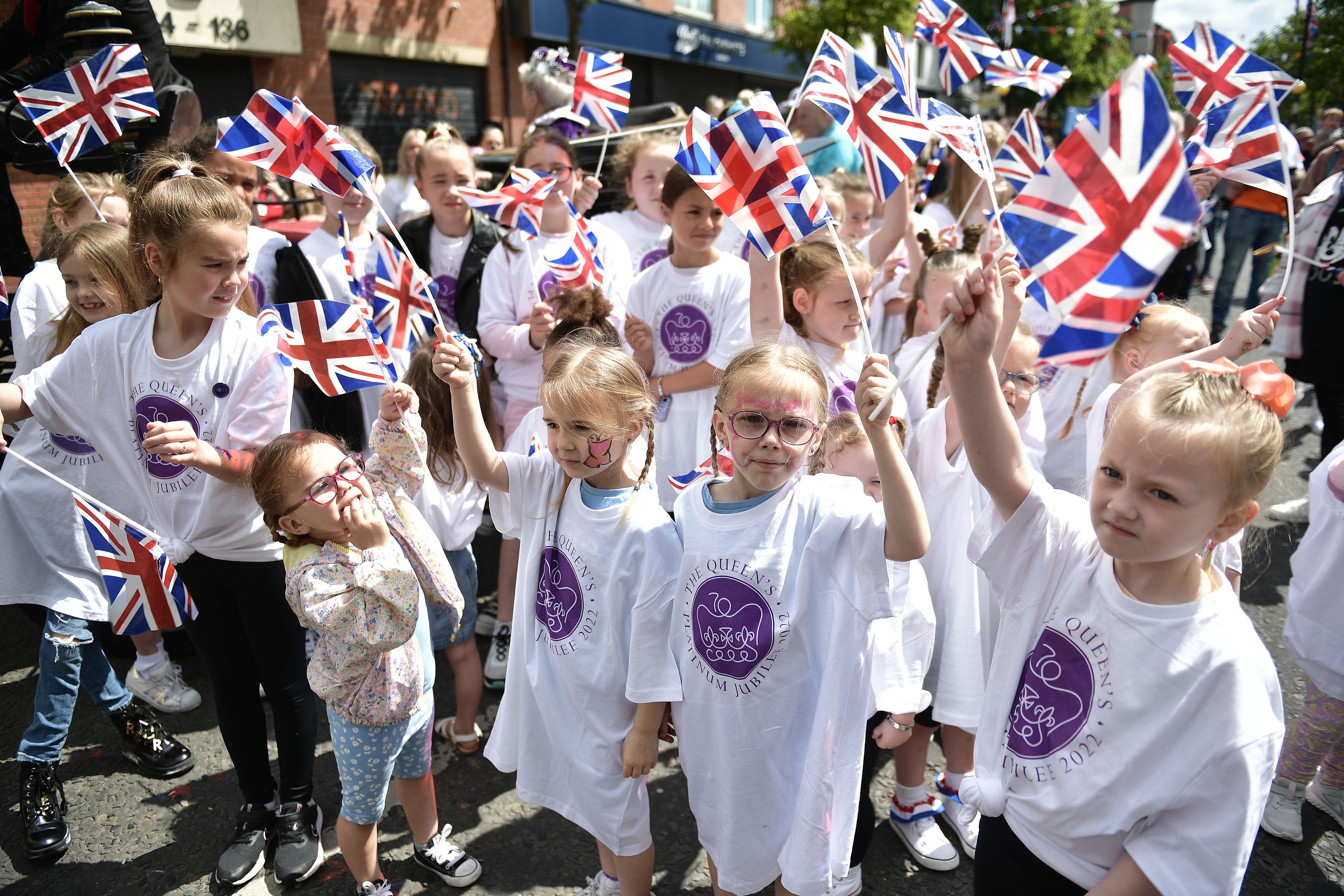 Local children pictured at a street party on Sandy Row in Belfast