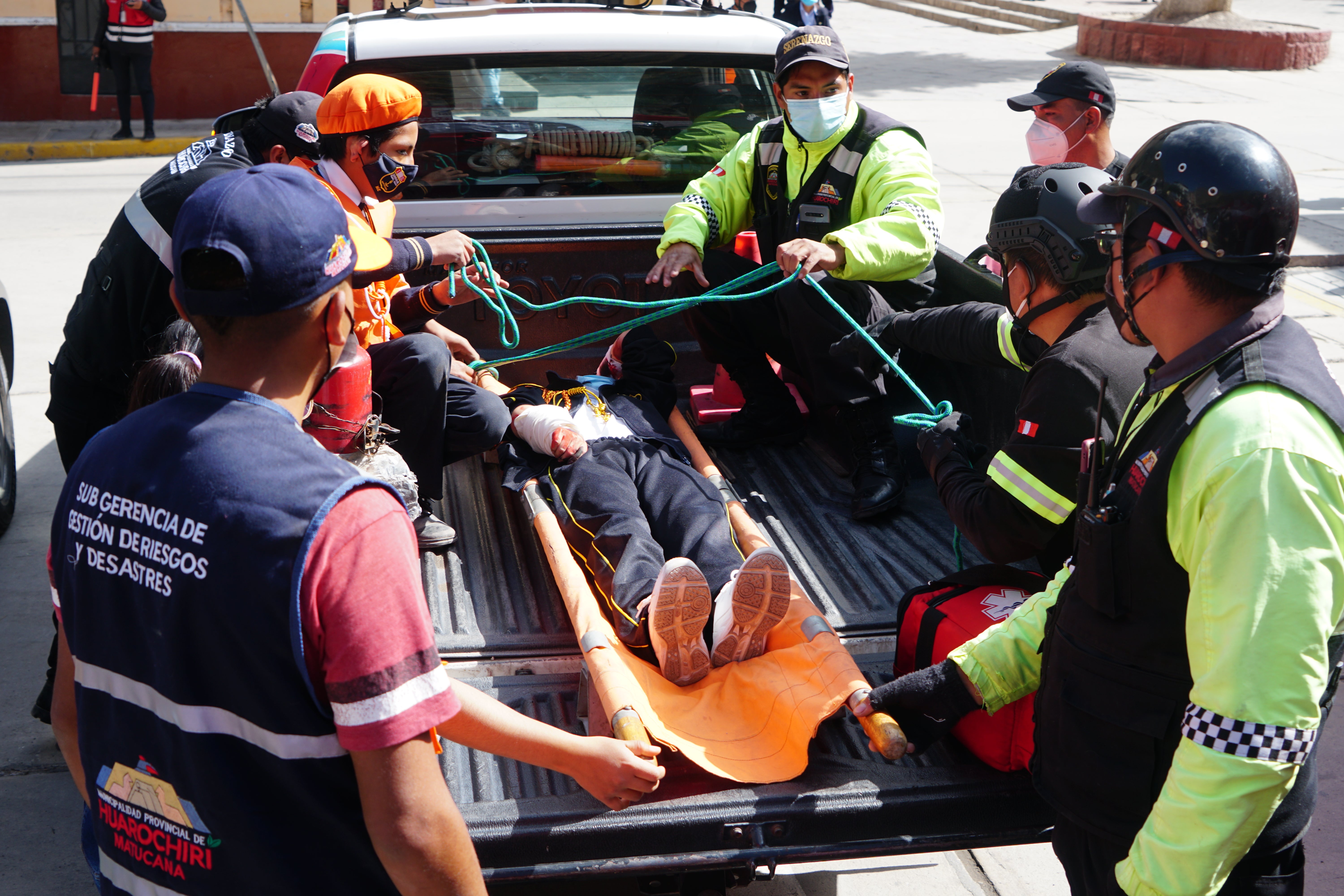 A simulated casualty is taken to hospital during the drill