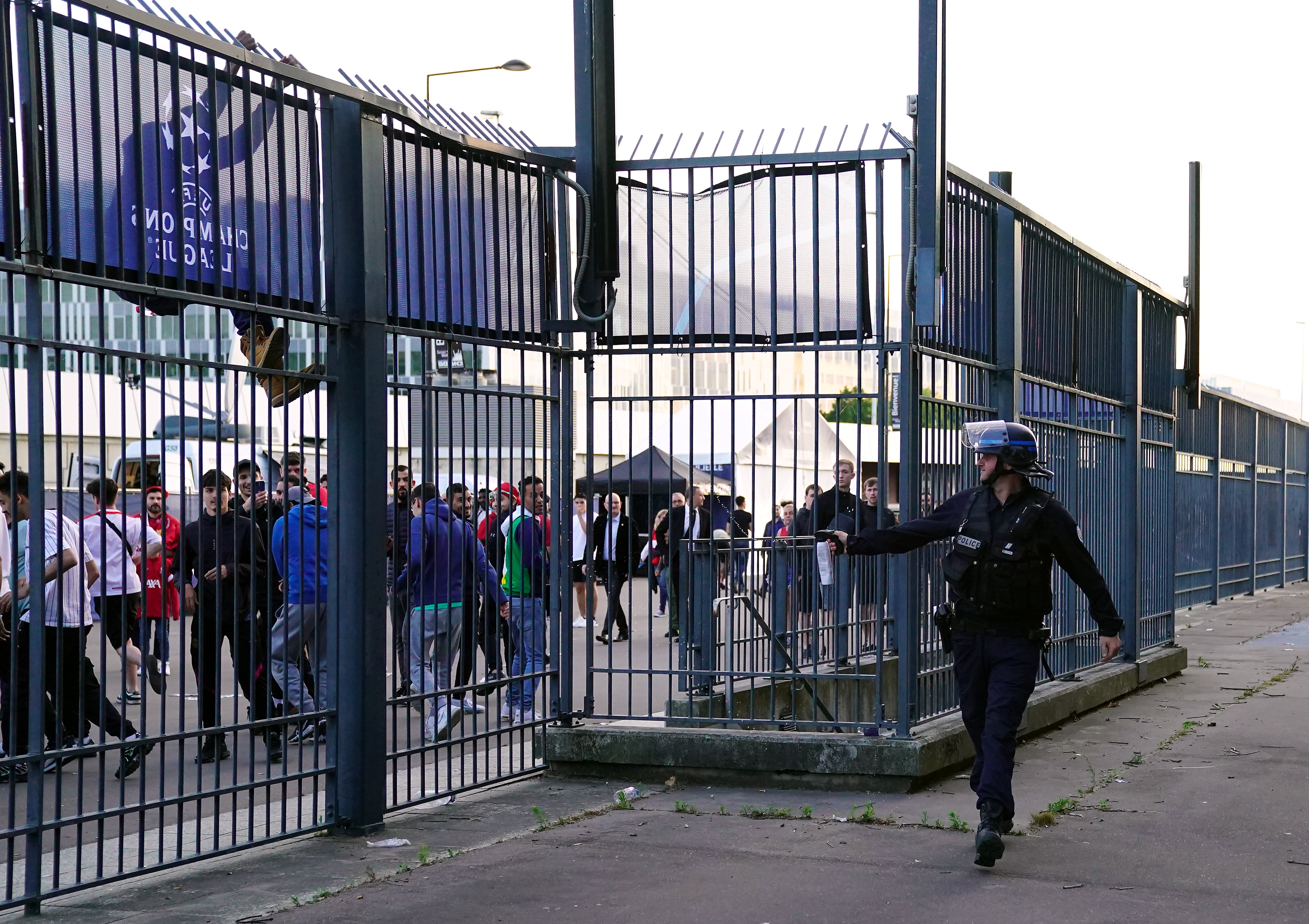 Police used pepper spray against fans outside the the Stade de France (Adam Davy/PA)