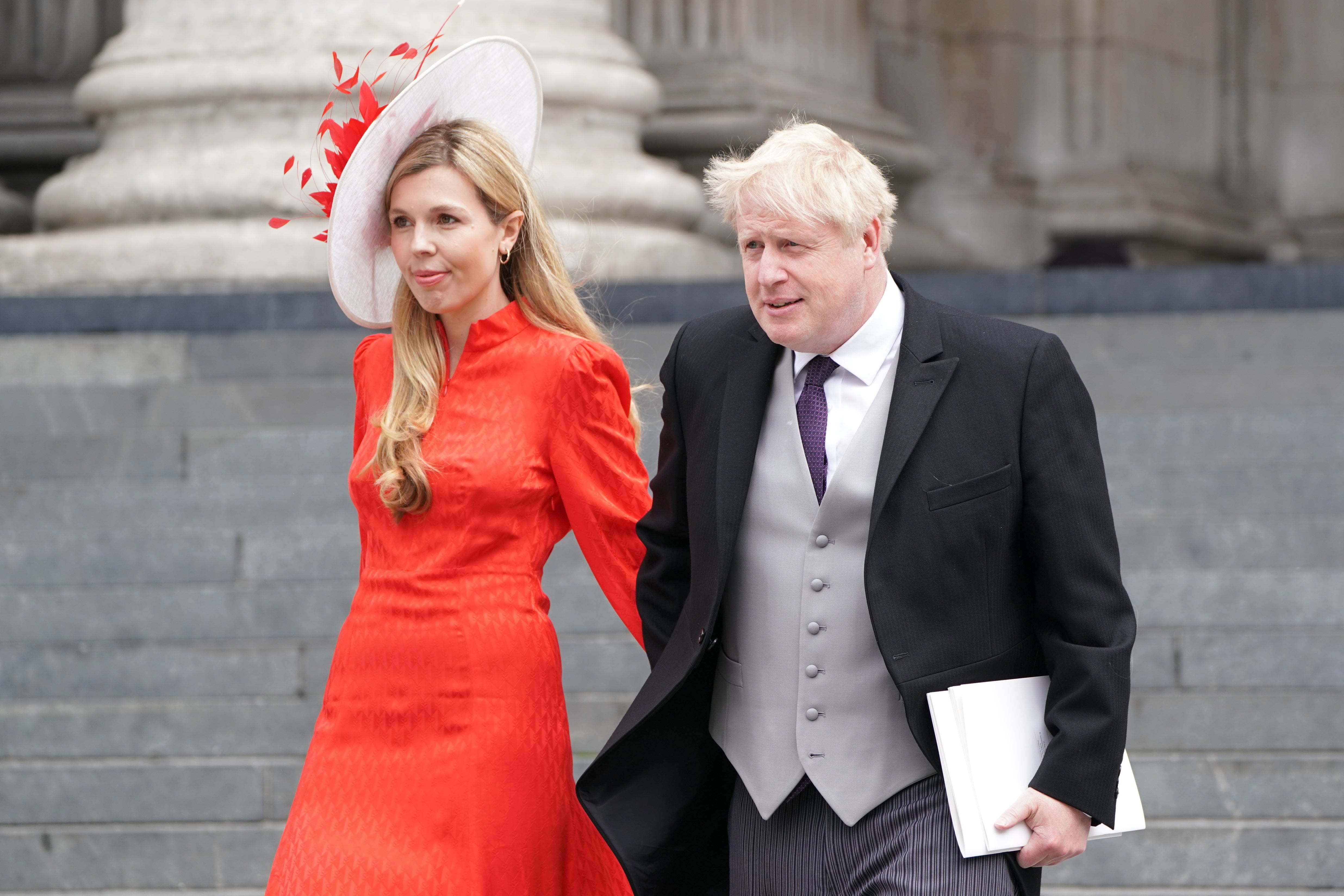 Boris Johnson and his wife, Carrie, leave St Paul’s Cathedral (Kirsty O’Connor/PA)
