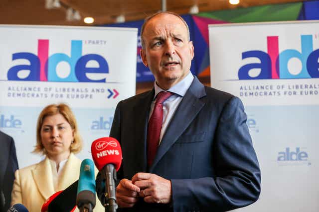 Taoiseach Micheal Martin speaking to media at the Alliance of Liberals and Democrats for Europe Party Congress in Dublin (Damien Storan/PA)