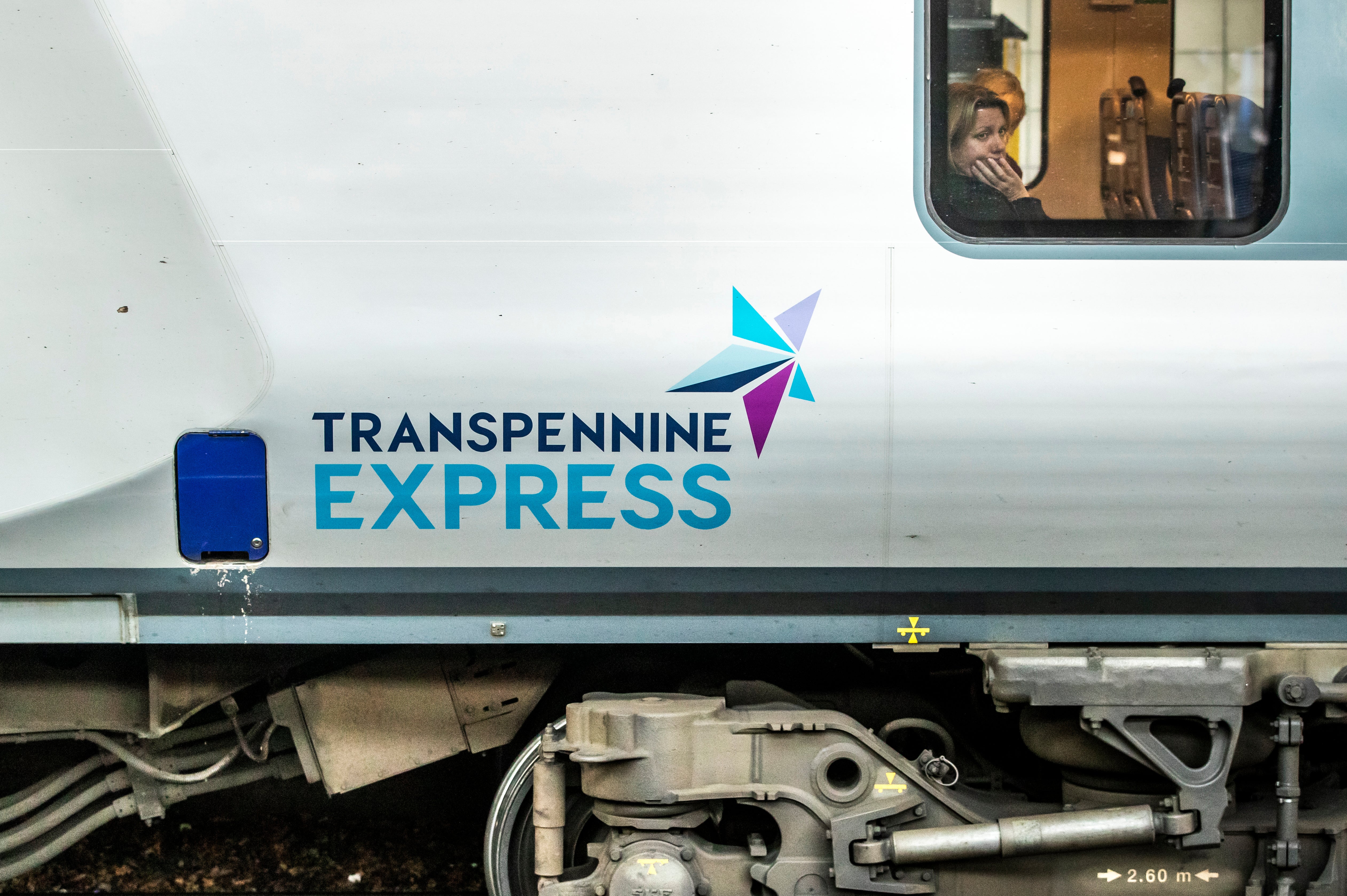 A TransPennine Express train at Leeds train station.