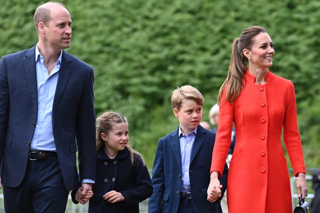 The Duke and Duchess of Cambridge, Prince George and Princess Charlotte during their visit to Cardiff Castle (Ashley Crowden/PA)