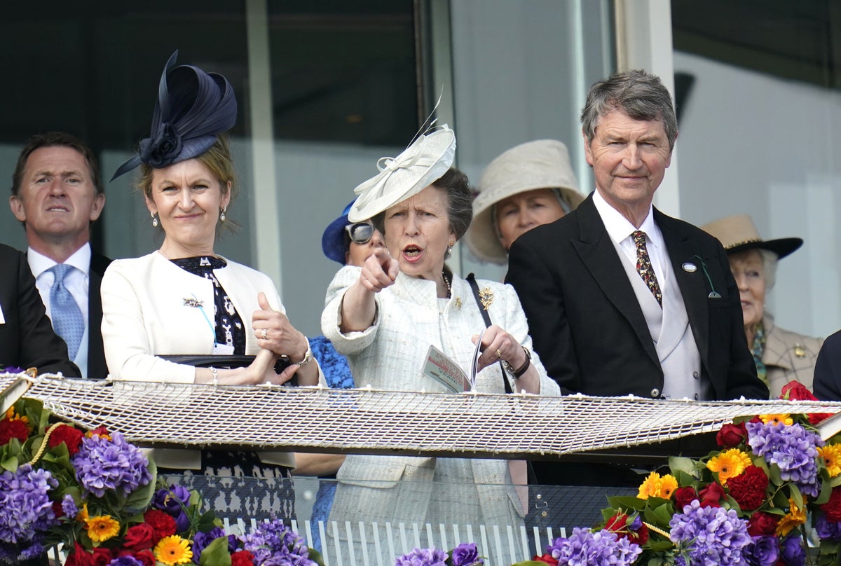 Excited Anne cheers and applauds in Queen’s absence at Epsom Derby Day