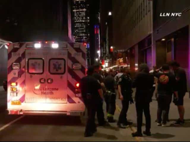 <p>New York police respond to a stabbing at a pub outside Madison Square Garden, on 3 June, 2022.</p>