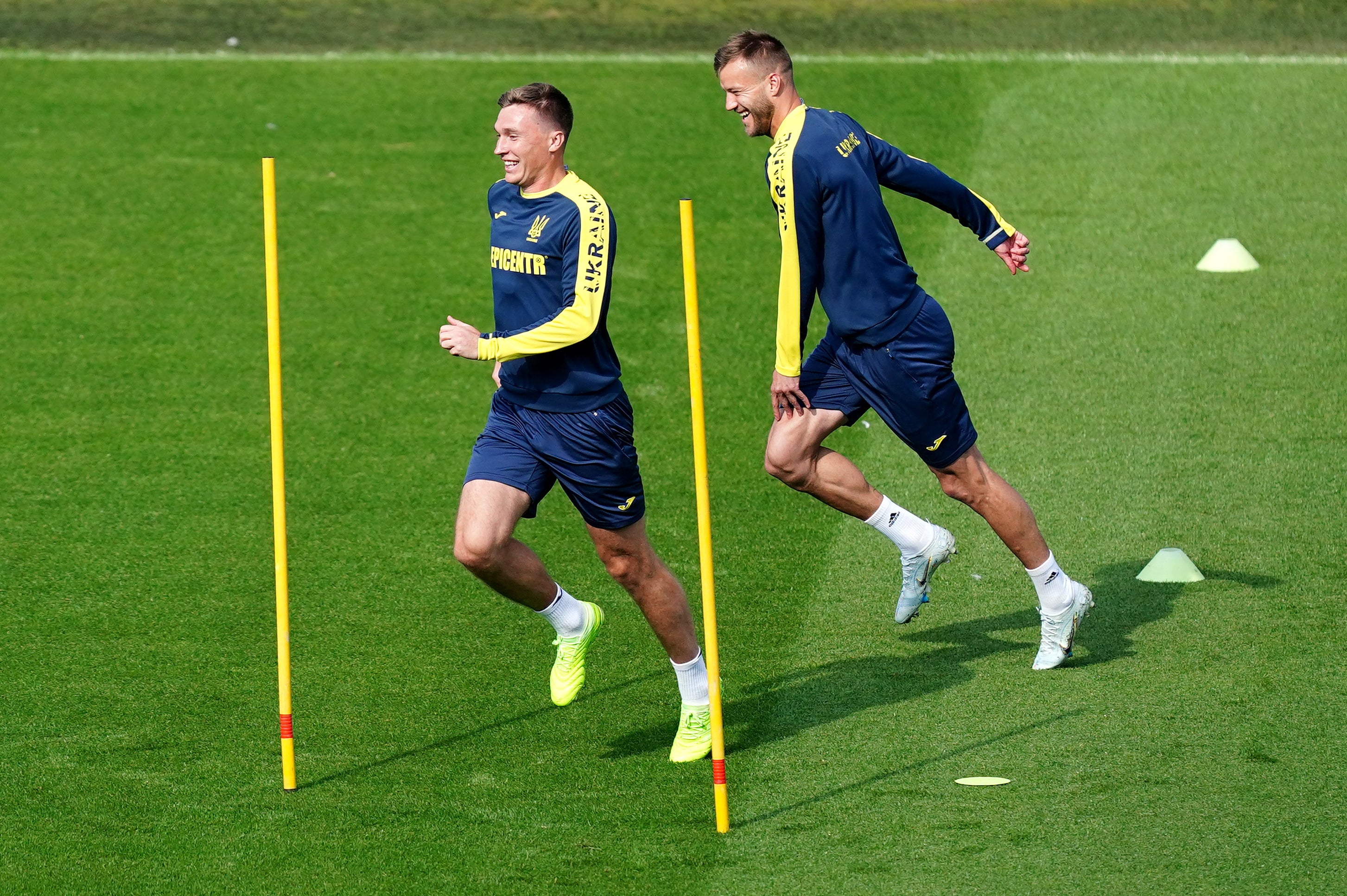 Ukraine were training at Cardiff City Stadium ahead of Sunday’s World Cup play-off final against Wales (Mike Egerton/PA)