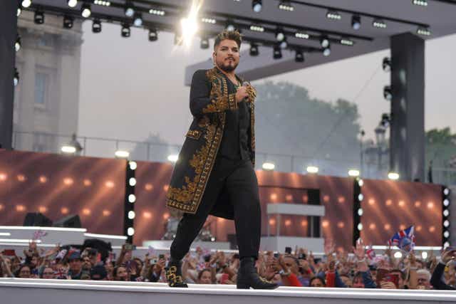 Adam Lambert performing during the Platinum Party at the Palace staged in front of Buckingham Palace, London on day three of the Platinum Jubilee celebrations for Queen Elizabeth II. (Victoria Jones/PA)
