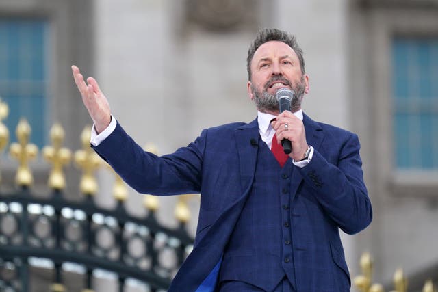 <p>Comedian Lee Mack made a joke at Boris Johnson’s expense during a Saturday evening concert outside Buckingham Palace to mark the Queen’s Platinum Jubilee (Joe Giddens/PA)</p>