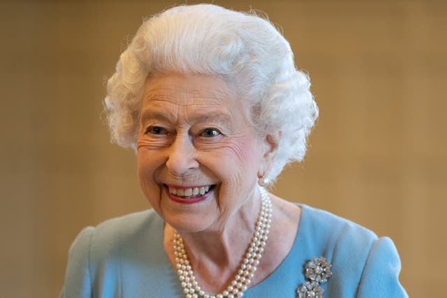 Queen Elizabeth II during a reception in the Ballroom of Sandringham House, which is the Queen’s Norfolk residence, with representatives from local community groups to celebrate the start of the Platinum Jubilee (PA)