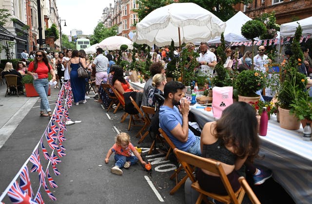 <p>Up to 10 million people are expected to attend street parties across the UK on Sunday </p>