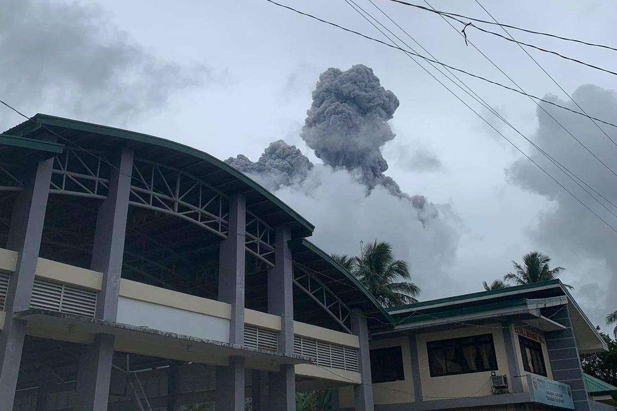 Philippine volcano spews ash and steam, alarms villagers