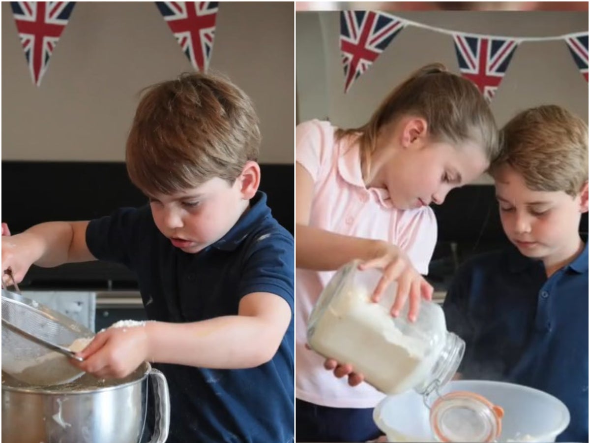 Prince Louis, Prince George and Princess Charlotte bake cupcakes for jubilee street party
