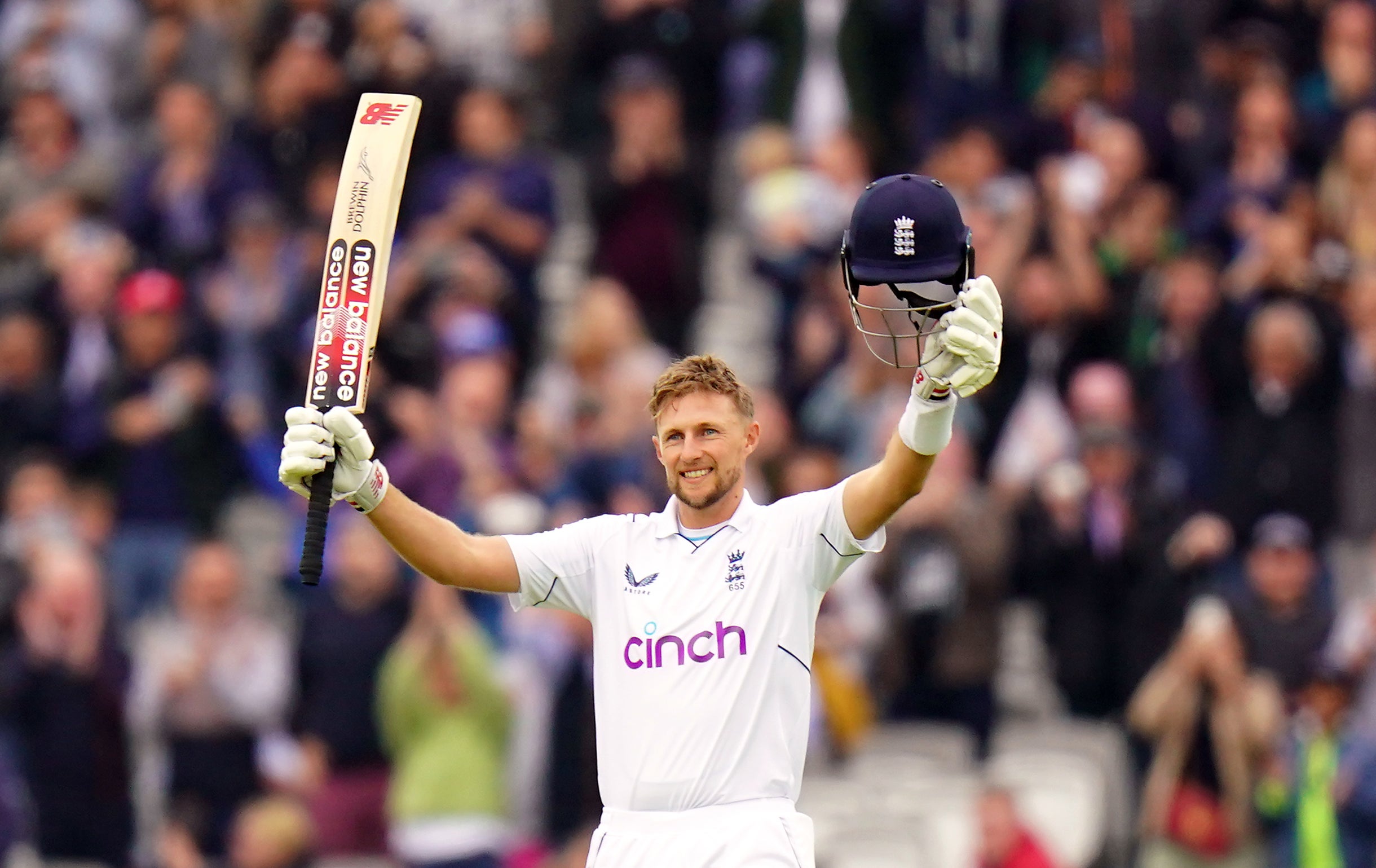 Root celebrates reaching his century against New Zealand at Lord’s on Sunday