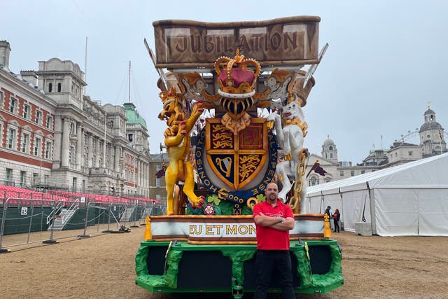 Daniel Cullen, of Marketeers Carnival Club, is a member of one of the clubs involved in the creation of the elaborate Bridgwater Carnival display (Isobel Frodsham/PA)