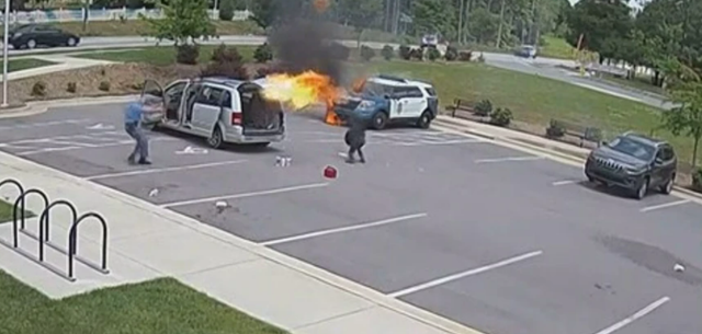 <p>Raleigh Police Department released footage that show officers fatally shooting a man after he lit police cars on fire with Molotov cocktails</p>