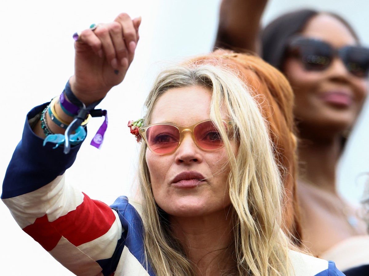 Kate Moss wears Union Jack blazer atop pageant bus days after Johnny Depp verdict