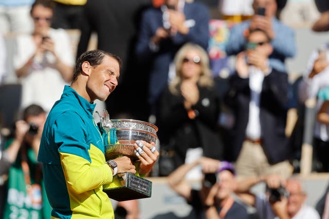 Rafael Nadal celebrates his victory (Jean-Francois Badias/AP)