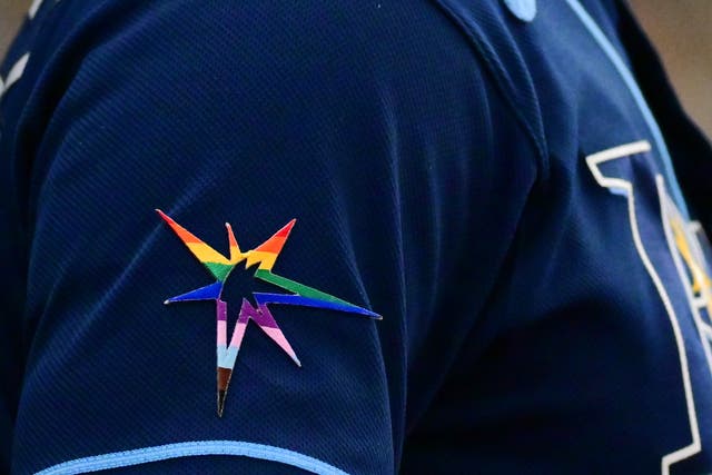 <p>The Tampa Bay Rays pride burst logo </p>