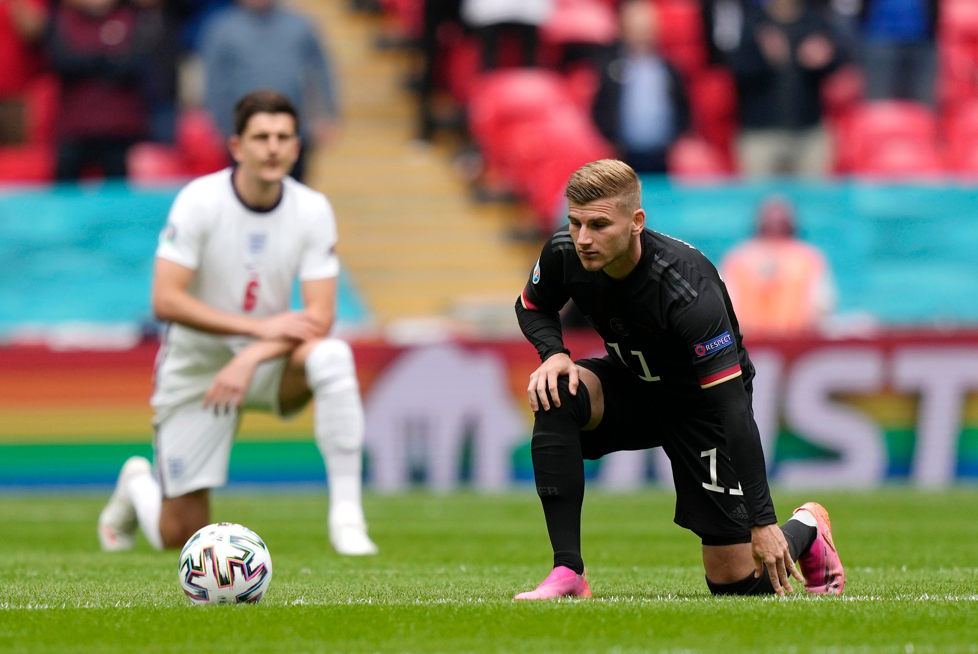 The Germans joined England in taking the knee before the Euro 2020 last-16 tie at Wembley