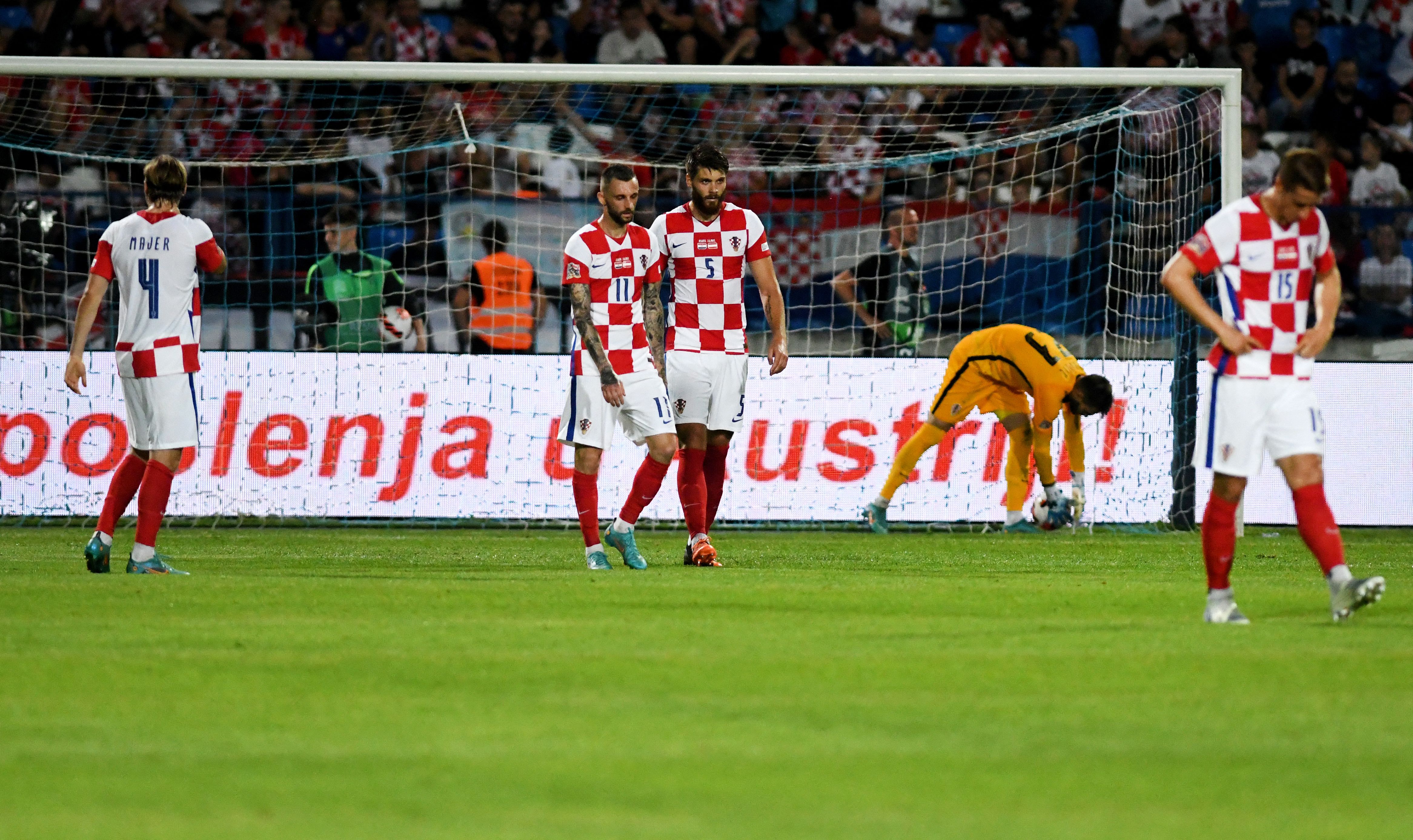 Croatias players react after conceding against Austria at the Gradski stadium in Osijek