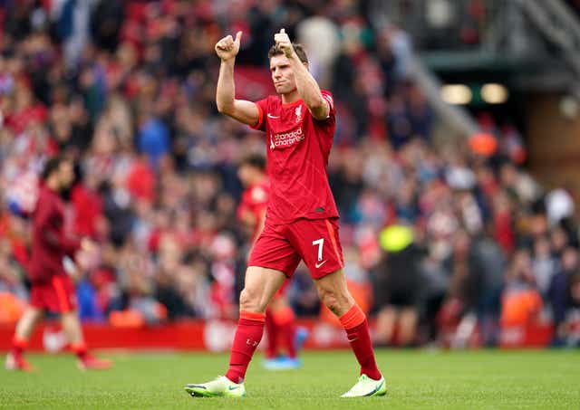 Liverpool midfielder James Milner has signed a new 12-month contract (Nick Potts/PA)