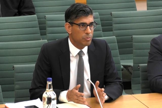 <p>Rishi Sunak answered questions at a Treasury select committee hearing in the House of Commons</p>