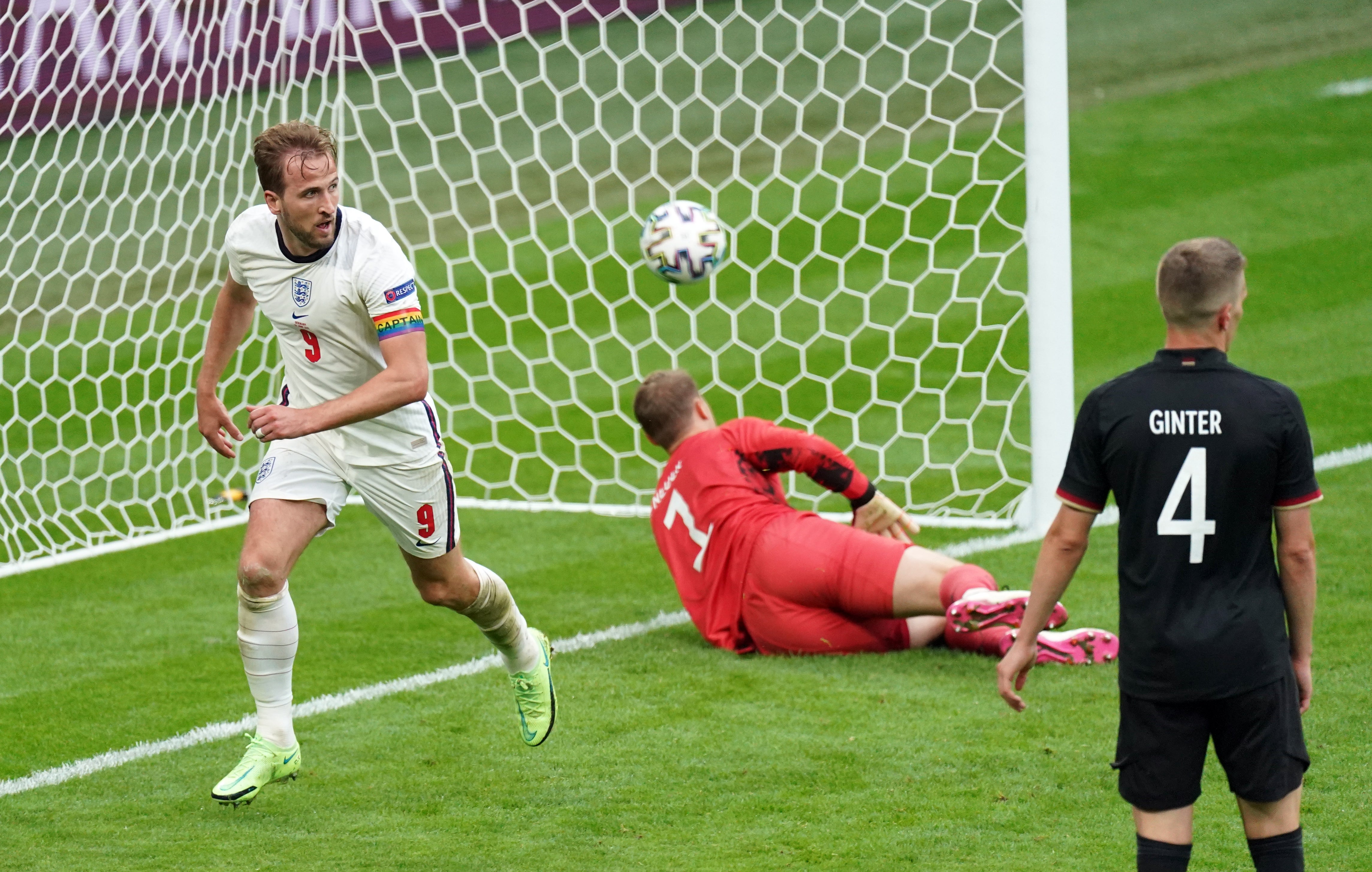 Harry Kane scored in England’s 2-0 win over Germany at last summer’s Euros (Mike Egerton/PA Images)