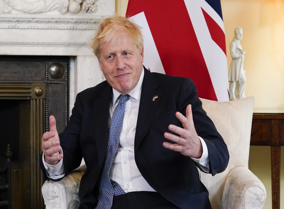 Prime Minister Boris Johnson is seen during his meeting with the Prime Minister of Estonia, Kaja Kallas, in 10 Downing Street, London, ahead of talks (PA)