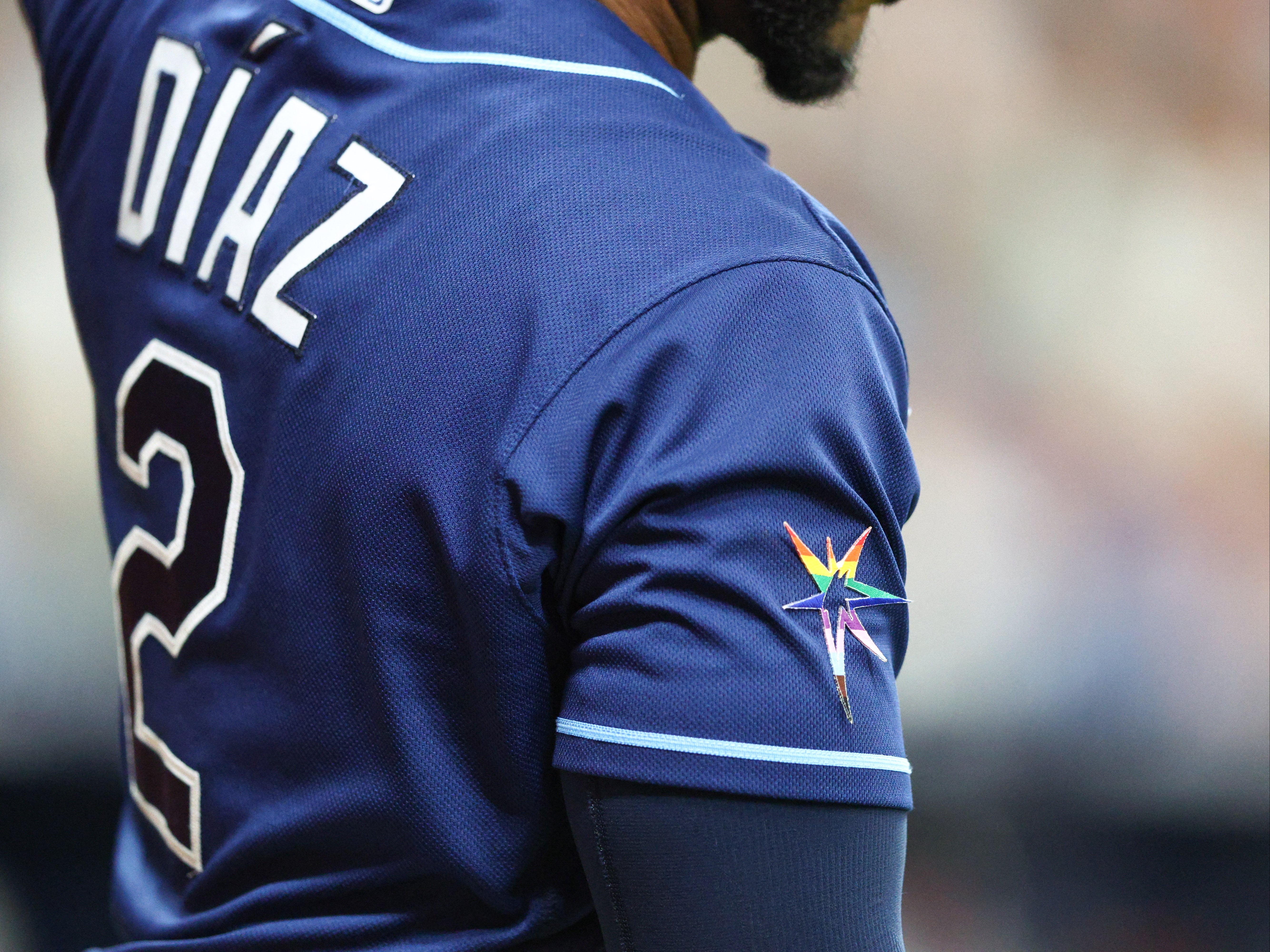 <p>A minority of Tampa Bay Rays players chose not to wear a Pride logo</p>