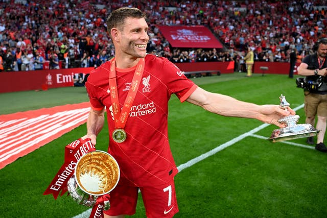 <p>Milner added the FA Cup to his trophy haul at Liverpool  </p>