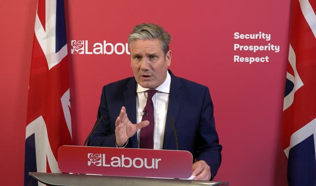 Labour Party leader Sir Keir Starmer makes a statement following the result of a confidence vote in Boris Johnson’s leadership (PA)