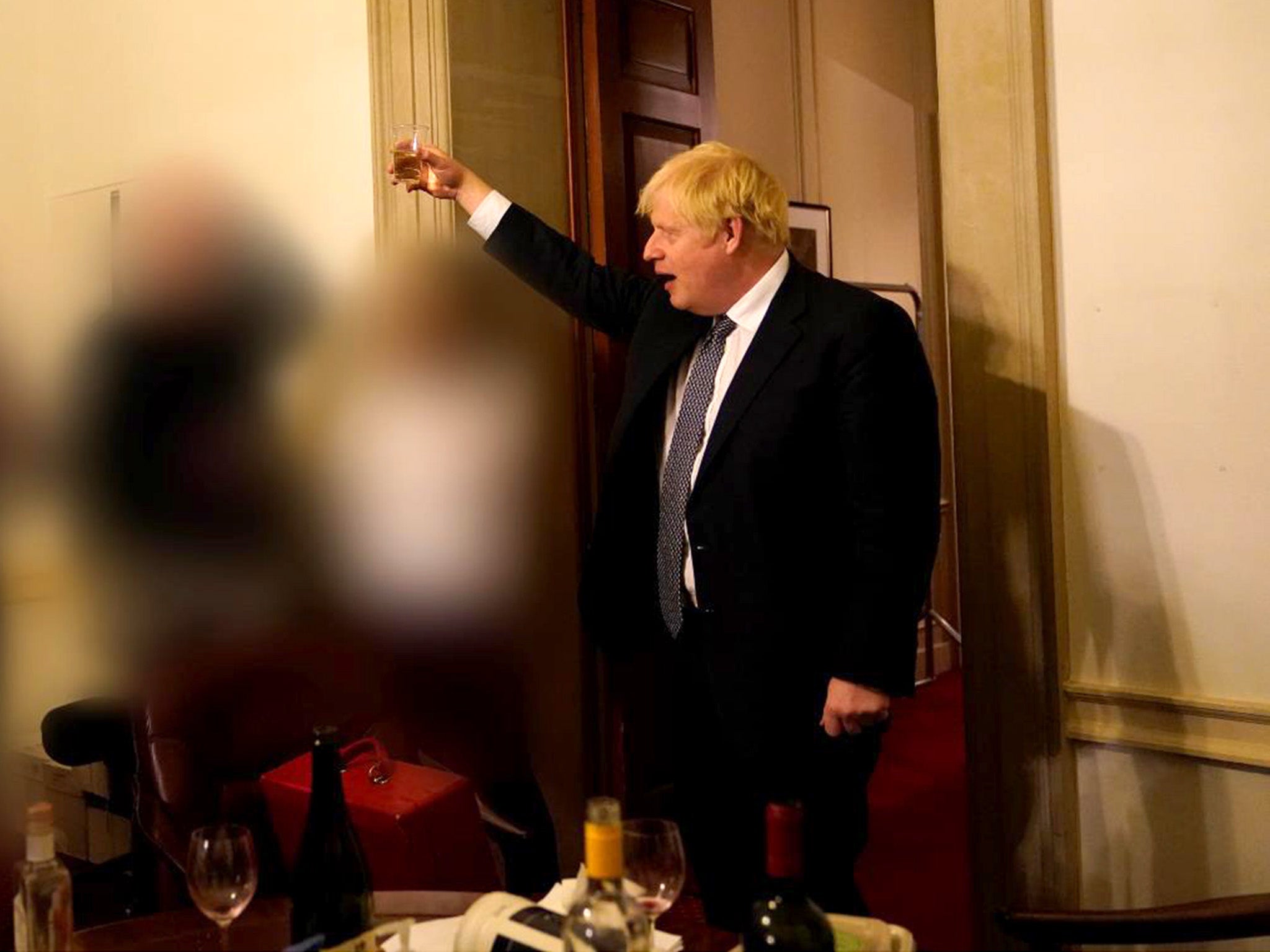 Boris Johnson at a gathering in No 10 for the departure of a special adviser on 13 November 2020