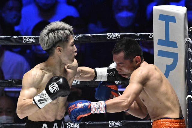 <p>Naoya Inoue finishes Nonito Donaire with a left hook in the second round</p>
