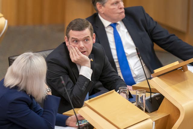 Scottish Conservative leader Douglas Ross during First Minister’s Questions at the Scottish Parliament in Holyrood, Edinburgh. Picture date: Wednesday May 4, 2022.