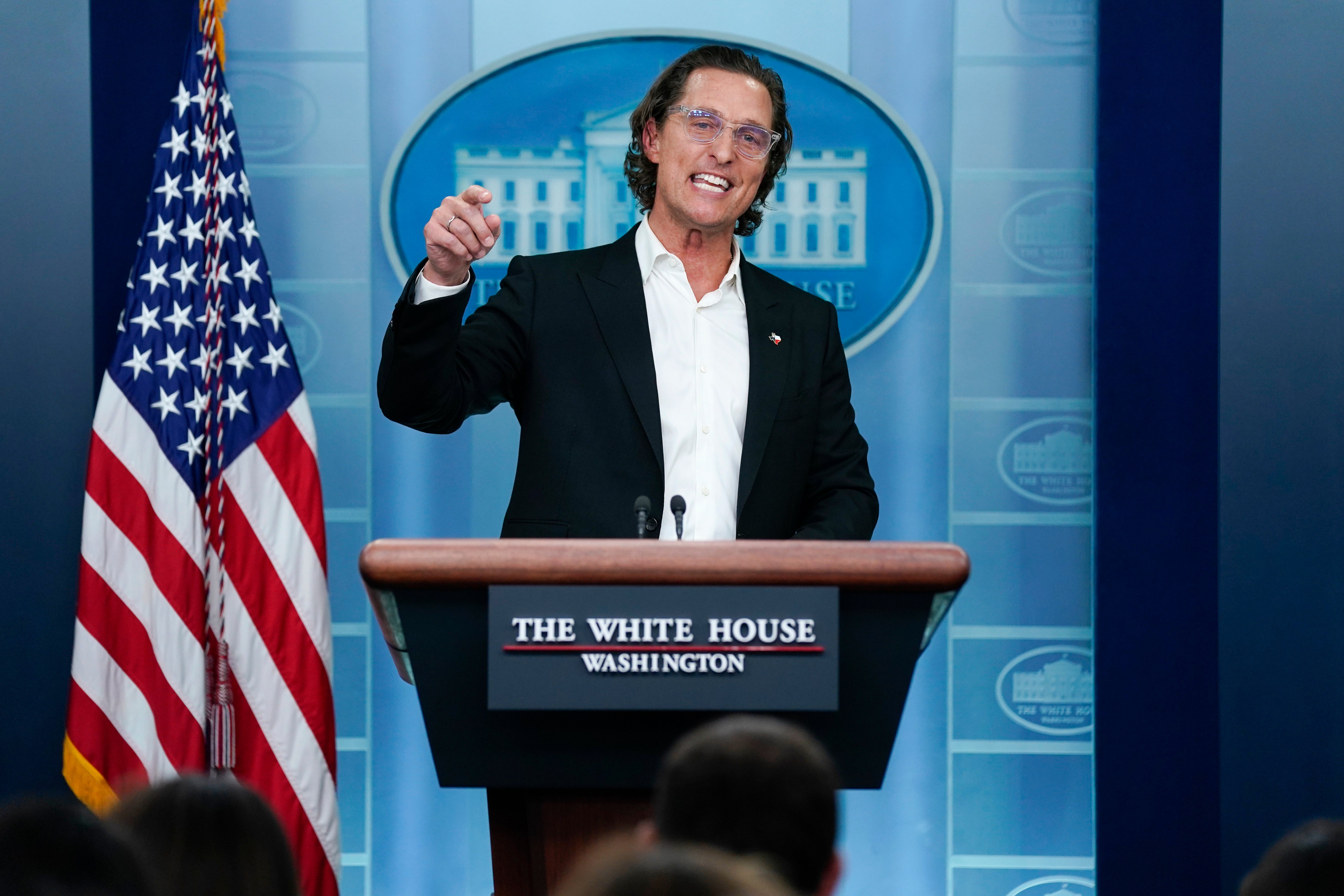Oscar-winning actor and Uvalde native Matthew McConaughey delivers a speech about gun control at the White house