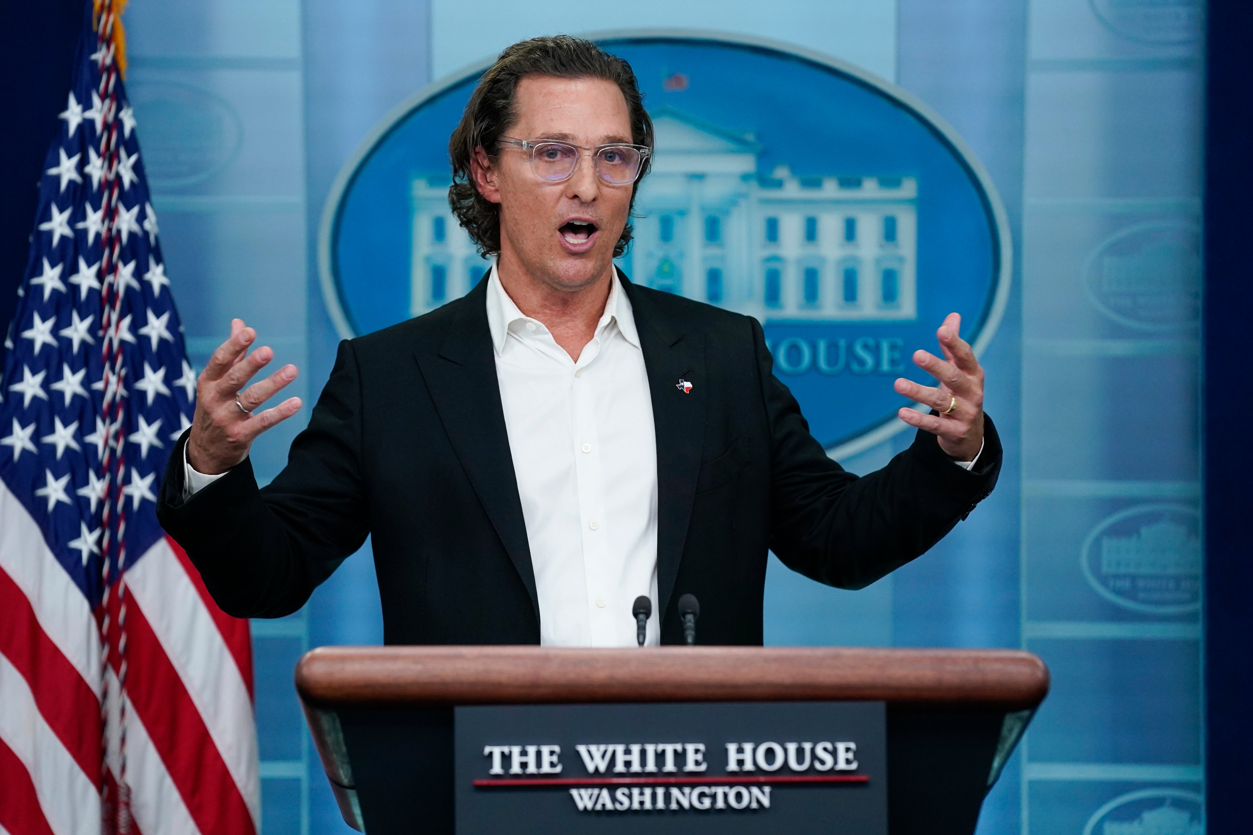 Matthew McConaughey, a native of Uvalde, Texas, talks about the mass shooting in Uvalde, as he joins White House press secretary Karine Jean-Pierre for the daily briefing at the White House