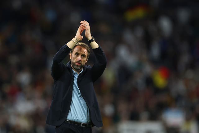 <p>Gareth Southgate applauds the England fans after the Nations League match in Munich on Tuesday </p>