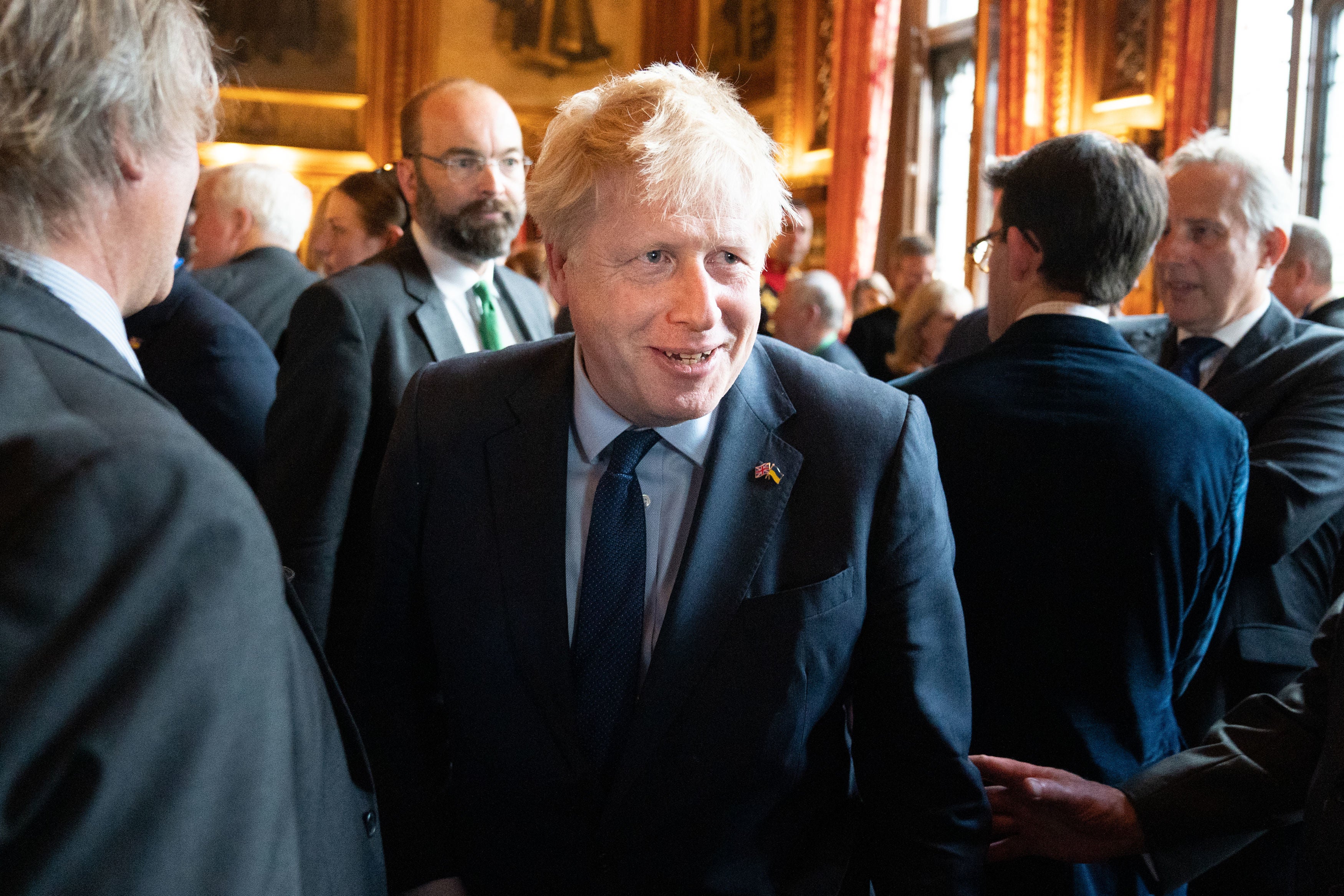 Boris Johnson meets Falklands veterans at the Palace of Westminster on Tuesday 7 June at an event commemorating the 40th anniversary of the war