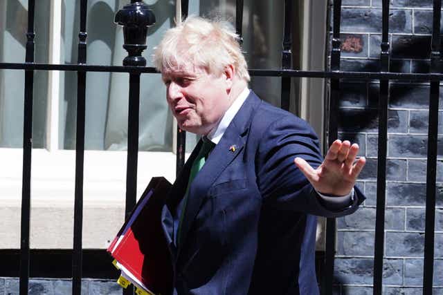 Prime Minister Boris Johnson departs 10 Downing Street, Westminster, London, to attend Prime Minister’s Questions (PA)