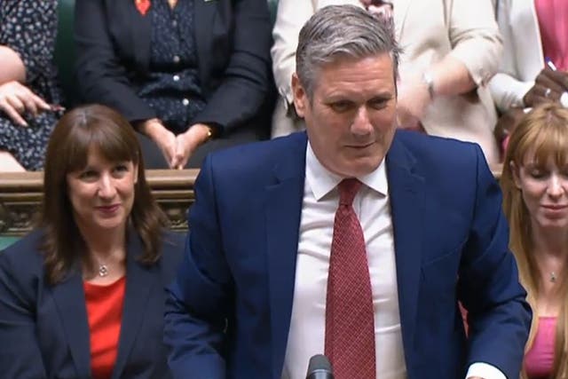 Labour leader Sir Keir Starmer speaks at PMQs (House of Commons/PA)