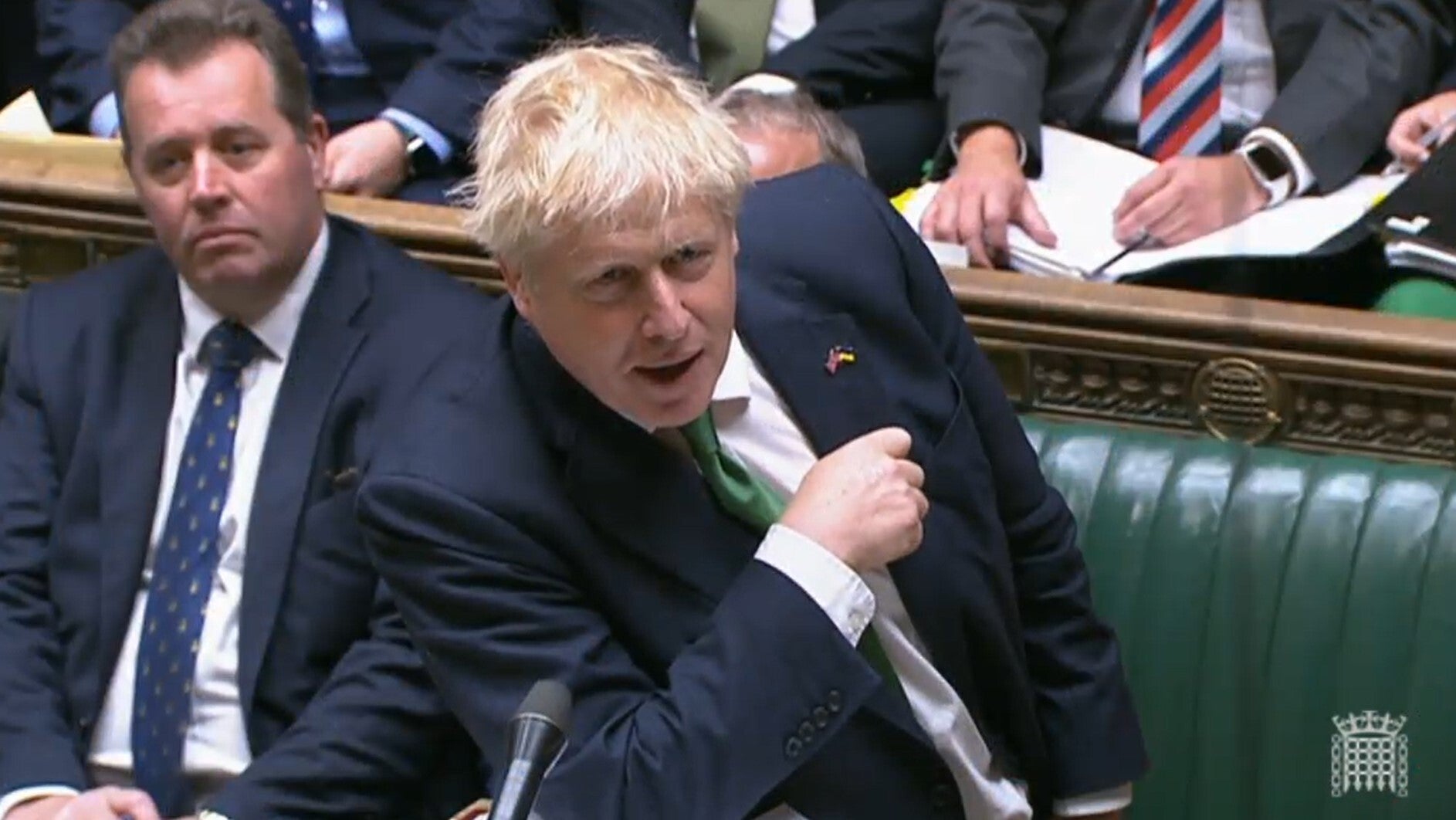 Prime Minister Boris Johnson speaks during Prime Minister’s Questions (House of Commons/PA)
