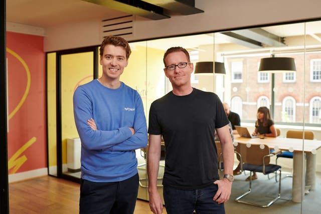 The company run by Euan Blair, left, has become the UK’s first EdTech firm to achieve unicorn status (PA)