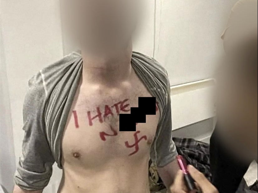 The unnamed student claimed the words were drawn by his girlfriend, who is Black