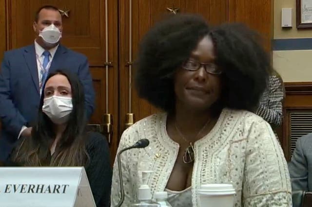 <p>Zeneta Everhart gave emotional testimony before the House Judiciary Committee on Wednesday morning </p>