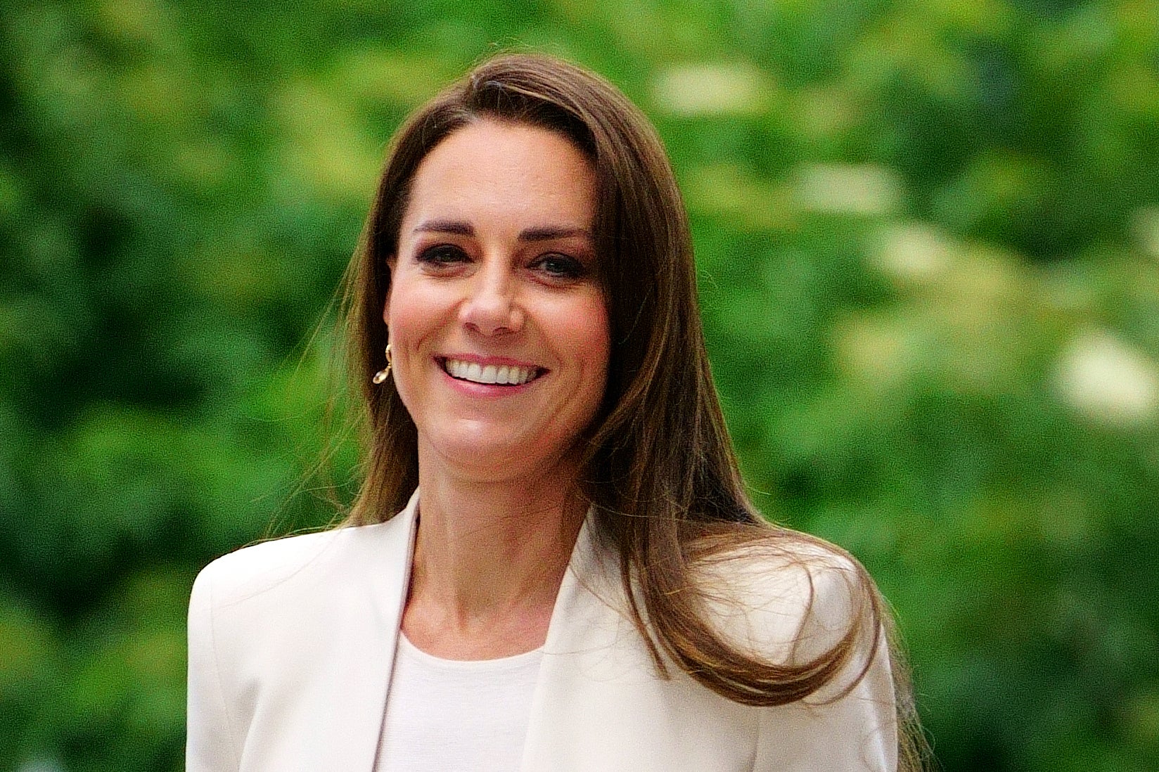 The Duchess of Cambridge arrives for a visit to Little Village’s hub in Brent to hear how the baby bank is supporting local families (Victoria Jones/PA)