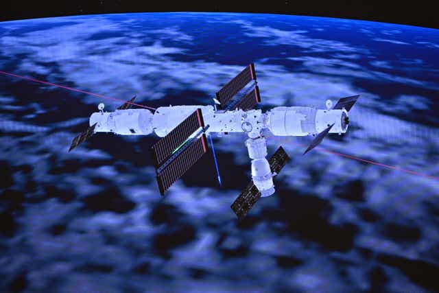 <p>China’s Tiangong space station is orbiting 249 miles above the Earth</p>