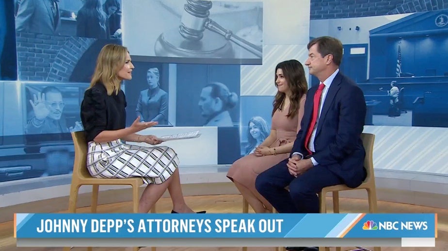 Savannah Guthrie interviewing Johnny Depp’s attorneys on NBC’s Today show